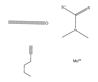 Mo(CO)(1-hexyne)(S2CNMe2)2结构式