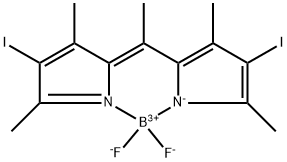 5,5-二氟-2,8-二碘-1,3,7,9,10-五甲基-5H-二吡咯并[1,2-c:2",1"-f][1,3,2]二氮杂硼烷结构式