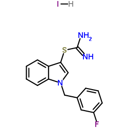 1-(3-Fluorobenzyl)-1H-indol-3-yl carbamimidothioate hydroiodide (1:1) Structure