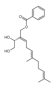(R)-2-(1',2'-Dihydroxyethyl)-6,10-dimethyl-2,5,9-undecatrien-1-yl benzoate结构式