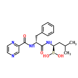 ((R)-3-Methyl-1-((R)-3-phenyl-2-(pyrazine-2-carboxamido)propanamido)butyl)boronic acid picture