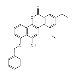 1-(benzyloxy)-6-oxo-8-ethyl-10-methoxy-12-hydroxy-6H-benzo[d]naphtho[1,2-b]pyran结构式