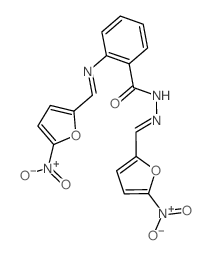 Benzoic acid,2-[[(5-nitro-2-furanyl)methylene]amino]-,2-[(5-nitro-2-furanyl)methylene]hydrazide structure