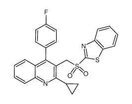 2-({[2-cyclopropyl-4-(4-fluorophenyl)quinolin-3-yl]methyl}sulfonyl)benzo[d]thiazole结构式