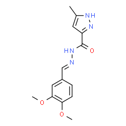 (E)-N-(3,4-dimethoxybenzylidene)-3-methyl-1H-pyrazole-5-carbohydrazide结构式