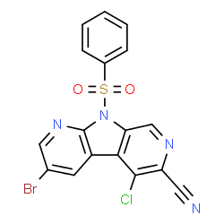 9H-Pyrrolo[2,3-b:5,4-c']dipyridine-6-carbonitrile, 3-bromo-5-chloro-9-(phenylsulfonyl)- Structure