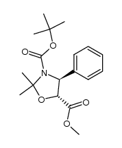 (4S,5R)-3-tert-butyl 5-methyl 2,2-dimethyl-4-phenyloxazolidine-3,5-dicarboxylate结构式