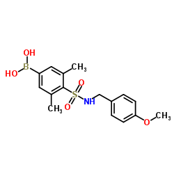 (4-(N-(4-甲氧苄基)氨磺酰)-3,5-二甲基苯基)硼酸结构式