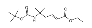 ethyl (2E)-5-(tert-butoxycarbonylamino)-5-methylhex-2-enoate结构式