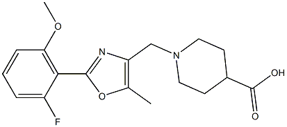 1-((2-(2-fluoro-6-methoxyphenyl)-5-methyloxazol-4-yl)methyl)piperidine-4-carboxylic acid Structure