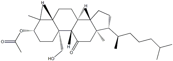 3β,19-Dihydroxy-5α-lanostan-11-one 3-acetate structure