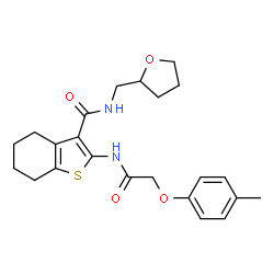 N-((tetrahydrofuran-2-yl)methyl)-2-(2-(p-tolyloxy)acetamido)-4,5,6,7-tetrahydrobenzo[b]thiophene-3-carboxamide结构式