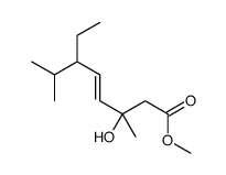 methyl 6-ethyl-3-hydroxy-3,7-dimethyloct-4-enoate结构式
