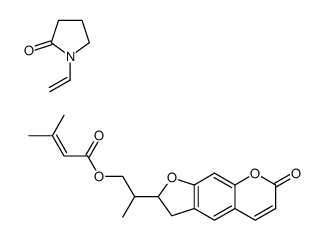 1-ethenylpyrrolidin-2-one,2-(7-oxo-2,3-dihydrofuro[3,2-g]chromen-2-yl)propyl 3-methylbut-2-enoate结构式