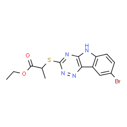 Propanoic acid, 2-[(8-bromo-2H-1,2,4-triazino[5,6-b]indol-3-yl)thio]-, ethyl ester (9CI) structure
