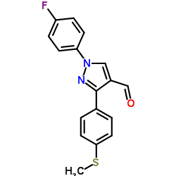 1-(4-FLUOROPHENYL)-3-(4-(METHYLTHIO)PHENYL)-1H-PYRAZOLE-4-CARBALDEHYDE结构式