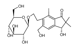 (R)-6-[2-(β-D-Glucopyranosyloxy)ethyl]-2,3-dihydro-3-hydroxy-5-hydroxymethyl-2,2,7-trimethyl-1H-inden-1-one结构式