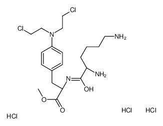 methyl (2S)-3-[4-[bis(2-chloroethyl)amino]phenyl]-2-[[(2S)-2,6-diaminohexanoyl]amino]propanoate,trihydrochloride结构式