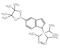 5-(4,4,5,5-四甲基-1,3,2-二氧硼戊环-2-基)-1-(三异丙硅基)-1H-吲哚结构式