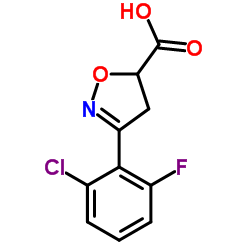 3-(2-CHLORO-6-FLUORO-PHENYL)-4,5-DIHYDRO-ISOXAZOLE-5-CARBOXYLIC ACID结构式