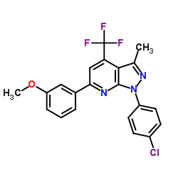 1-(4-Chlorophenyl)-6-(3-methoxyphenyl)-3-methyl-4-(trifluoromethyl)-1H-pyrazolo[3,4-b]pyridine结构式