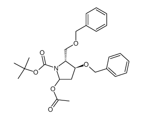 acetic acid (4S,5R)-4-benzyloxy-5-benzyloxymethyl-1-(tert-butoxycarbonyl)pyrrolidin-2-yl ester Structure