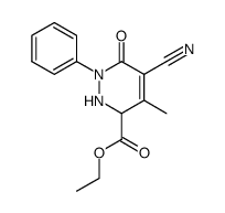 5-Cyano-4-methyl-1-phenyl-6-oxo-1,2,3,6-tetrahydro-pyridazin-3-carbonsaeure-ethylester结构式