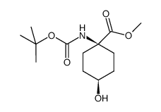 syn-1-[N-(t-butoxycarbonyl)amino]-4-hydroxycyclohexane-1-carboxylic acid methyl ester结构式