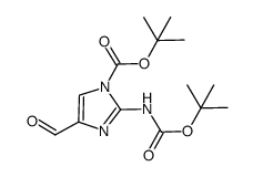 tert-butyl 2-tert-butoxycarbonylamino-4-formyl-1H-imidazol-1-carboxylate Structure