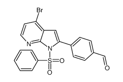 4-[4-Bromo-1-(phenylsulfonyl)-1H-pyrrolo[2,3-b]pyridin-2-yl]benza ldehyde Structure