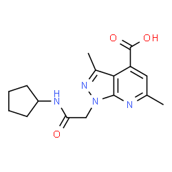 1-[2-(Cyclopentylamino)-2-oxoethyl]-3,6-dimethyl-1H-pyrazolo[3,4-b]pyridine-4-carboxylic acid结构式