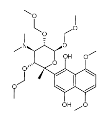 2-((2R,3R,4R,5S,6R)-4-(dimethylamino)-3,5,6-tris(methoxymethoxy)-2-methyltetrahydro-2H-pyran-2-yl)-5,8-dimethoxynaphthalene-1,4-diol结构式