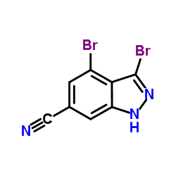 3,4-Dibromo-6-cyano (1H)indazole structure