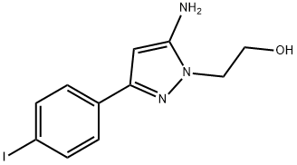 2-[5-amino-3-(4-iodophenyl)-1H-pyrazol-1-yl]ethan-1-ol structure