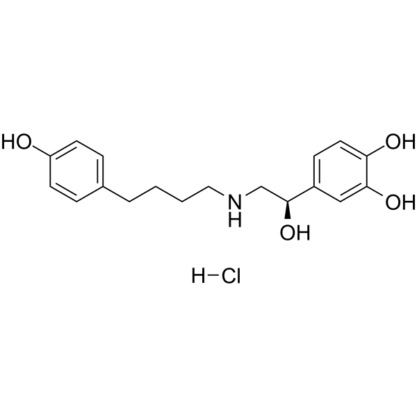 4-[(1R)-1-hydroxy-2-[4-(4-hydroxyphenyl)butylamino]ethyl]benzene-1,2-diol,hydrochloride结构式