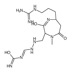 (E)-[2-[[(2R,5S)-5-[3-(diaminomethylideneamino)propyl]-1-methyl-3,7-dioxo-1,4-diazepan-2-yl]methyl]hydrazinyl]methylideneurea Structure