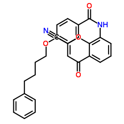 N-(2-氰基-4-氧代-4H-1-苯并吡喃-8-基)-4-(4-苯基丁氧基)苯甲酰胺结构式