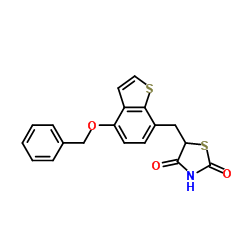 5-{[4-(Benzyloxy)-1-benzothiophen-7-yl]methyl}-1,3-thiazolidine-2,4-dione结构式