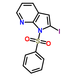 2-碘-1-(苯磺酰基)-1H-吡咯并[2,3-b]吡啶结构式