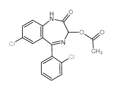 7-chloro-5-(2-chlorophenyl)-1,3-dihydro-2-oxo-2H-1,4-benzodiazepin-3-yl acetate Structure