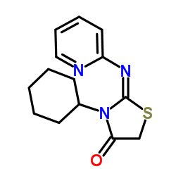 3-Cyclohexyl-2-(pyridin-2-ylimino)-thiazolidin-4-one结构式