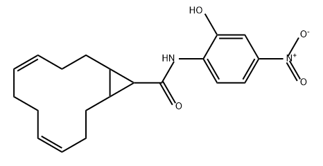 Bicyclo[10.1.0]trideca-4,8-diene-13-carboxamide, N-(2-hydroxy-4-nitrophenyl)- Structure