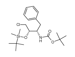 2(S)-t-butyldimethylsilyloxy-3(S)-(t-butyloxycarbonyl)amino-1-chloro-4-phenylbutane结构式