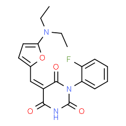 2,4,6(1H,3H,5H)-Pyrimidinetrione,5-[[5-(diethylamino)-2-furanyl]methylene]-1-(2-fluorophenyl)- picture