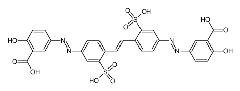 2-{2-[4-(2-{4-[2-(3-carboxy-4-hydroxy-phenyl)diazen-1-yl]-2-sulfophenyl}ethenyl)-3-sulfophenyl]diazen-1-yl}-5-hydroxybenzoic acid Structure
