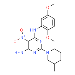 N-(2,5-dimethoxyphenyl)-2-(3-methylpiperidin-1-yl)-5-nitropyrimidine-4,6-diamine结构式