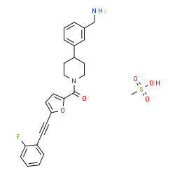 (4-(3-(aminomethyl)phenyl)piperidin-1-yl)(5-((2-fluorophenyl)ethynyl)furan-2-yl)Methanone Methanesulfonate结构式