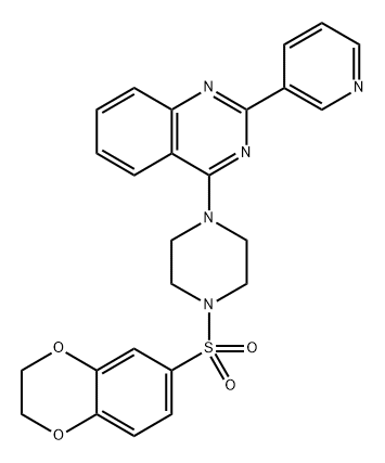 4-(4-((2,3-Dihydrobenzo[b][1,4]dioxin-6-yl)sulfonyl)piperazin-1-yl)-2-(pyridin-3-yl)quinazoline structure