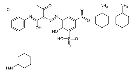 [3-[[1-[anilinocarbonyl]-2-oxopropyl]azo]-2-hydroxy-5-nitrobenzene-1-sulphonato(3-)]tris(cyclohexylamine)chromium结构式