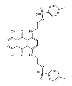 5,8-dihydroxy-1,4-bis[(2-p-toluensulfonyloxyethyl)amino]anthracene-9,10-dione结构式